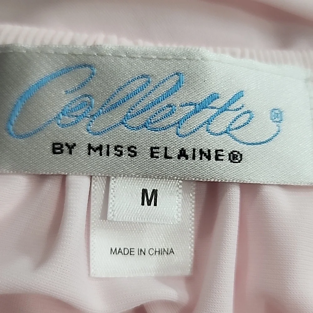 Miss Elaine‎ Women's Ruched Nylon Tricot Short Sleeve Nightgown Pink Size M